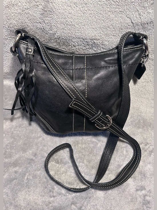 Coach Soho Black Leather Tassel Crossbody Hobo - Picture 5 of 11